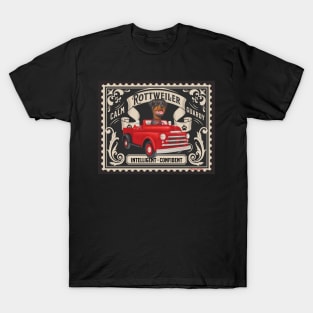 Funny Cute Rottie Rottweiler Dog in Red Truck T-Shirt